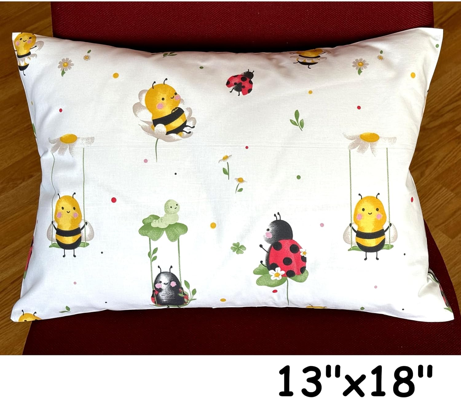 13x18 Pillowcase Kids Standard Size - Cotton Toddler Pillowcase, Bees Pillow Covers for Boys, Girls & Kids, Cute Travel Pillow Case Baby - Cute Bees