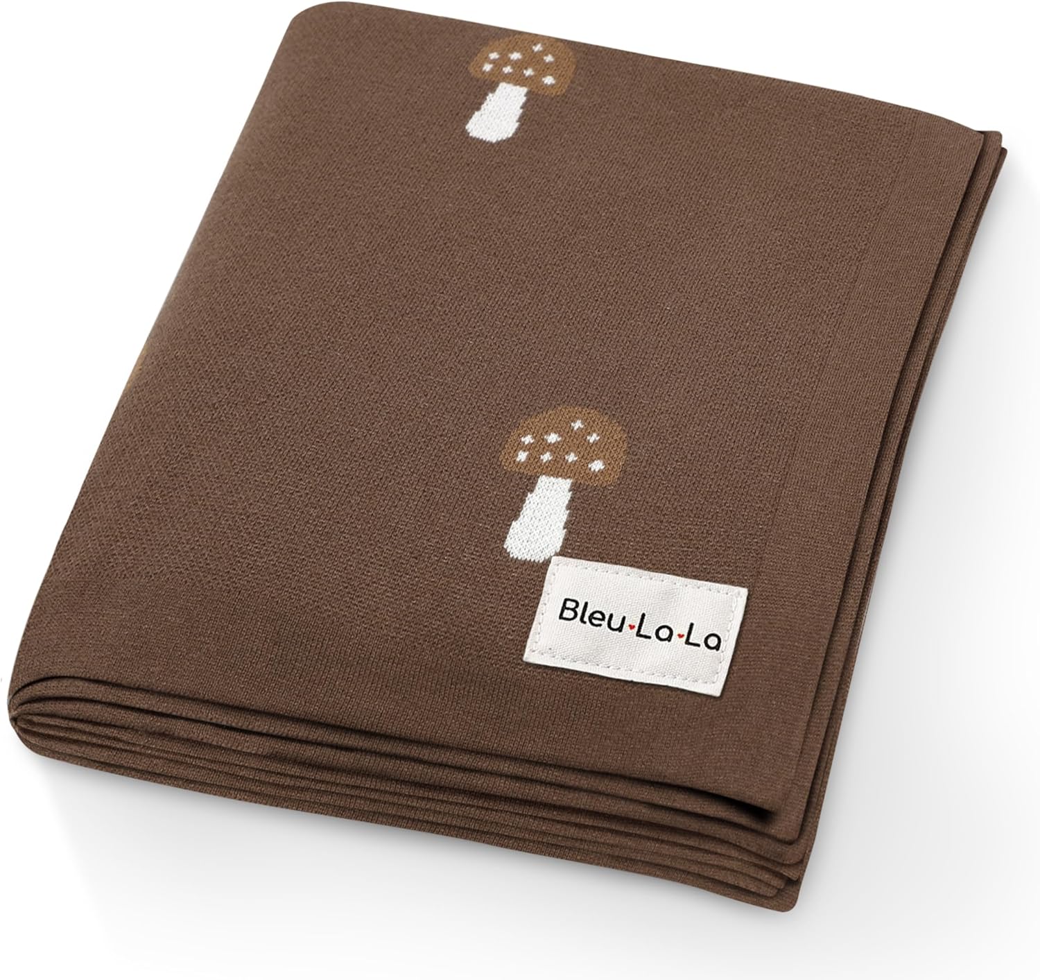 Knit Baby Blanket for Girls and Boys 100% Cotton Buttery Soft Cozy Receiving Swaddle Crib Stroller Blanket for Shower Gift Registry for Newborns, Infants, Toddlers (Mushroom - Mocha)