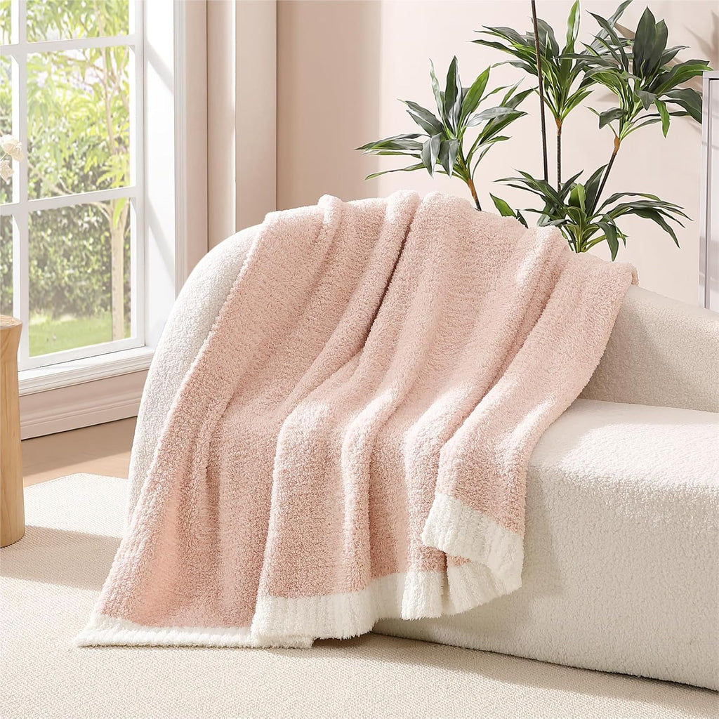 WRENSONGE Throw Blanket Cationic Dyeing Pink Soft Cozy Fluffy Warm Hand Made Throw Blankets for Couch, Sofa, Chair, Bed, Camping, Picnic, Travel Lightweight Bed Blanket - 50"*60"