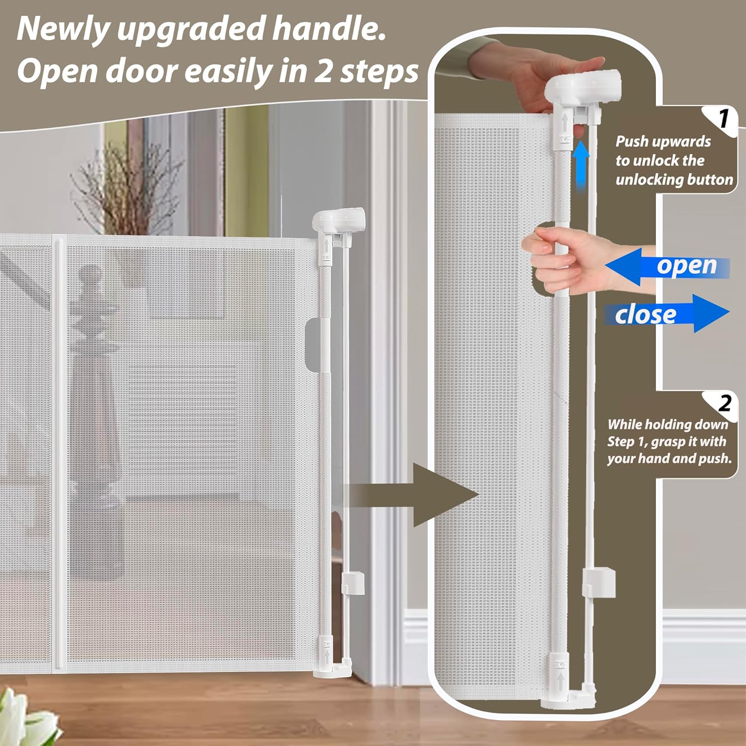 150" Extra Wide Retractable Baby Gates Dog Gate for Large Opening, 41" Extra Tall Mesh Pet Gate, Long Child Safety Gates with Fiberglass Rods for Stairways, Doorways, Hallways - Indoor/Outdoor Use