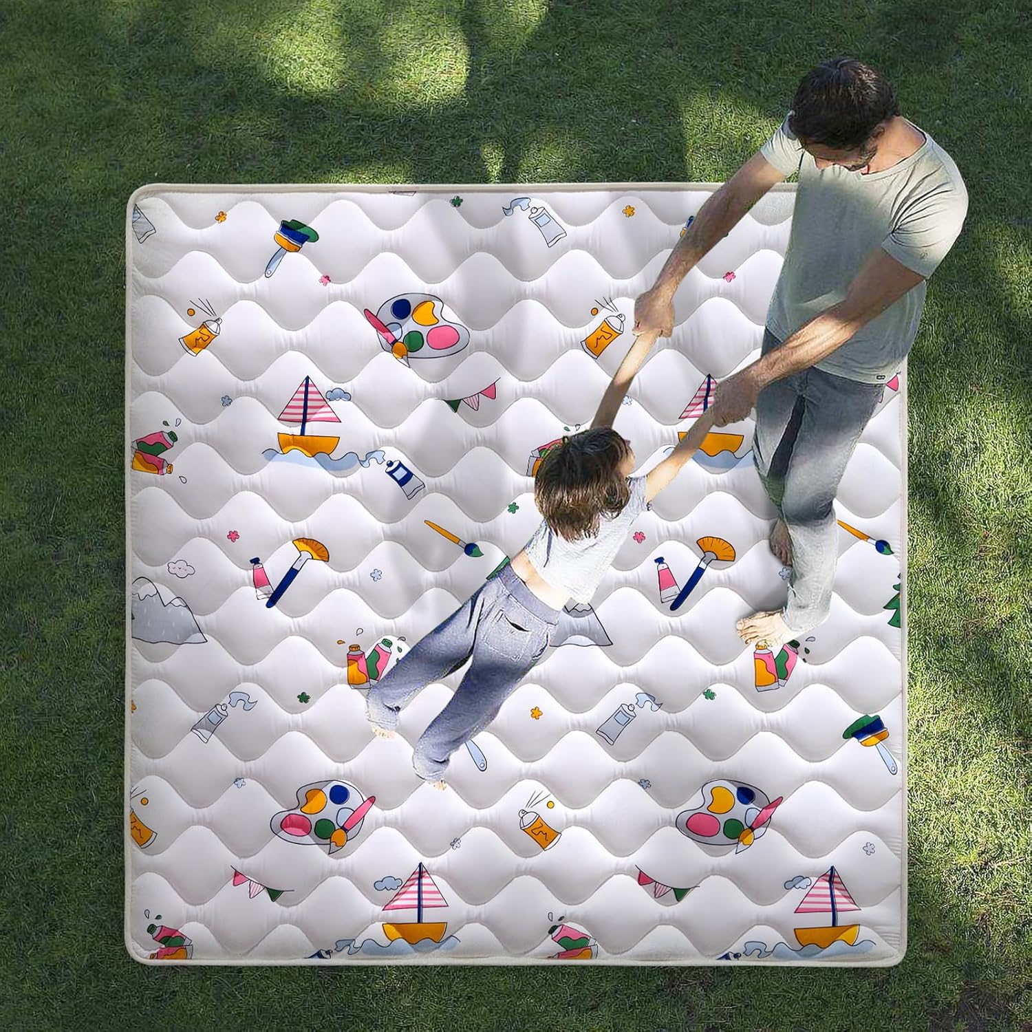 Vibe bear High-Density Foam Baby Play Mat,47x47 Inches Thicken One-Piece Infants Crawling Mat,Comfortable and Soft Baby Playmat,Non Slip Washable Floor Mat for Babies,Infants,Toddlers