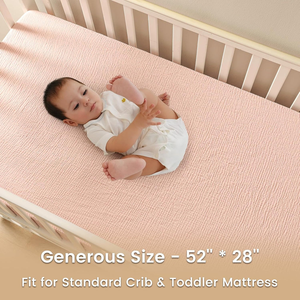 david's kids Muslin Crib Sheets for Boys Girls, 2 Pack 100% Cotton Soft Breathable Fitted Baby Sheet Set, 28x52 Inch Fits Standard Crib and Toddler Mattresses, Rainbow