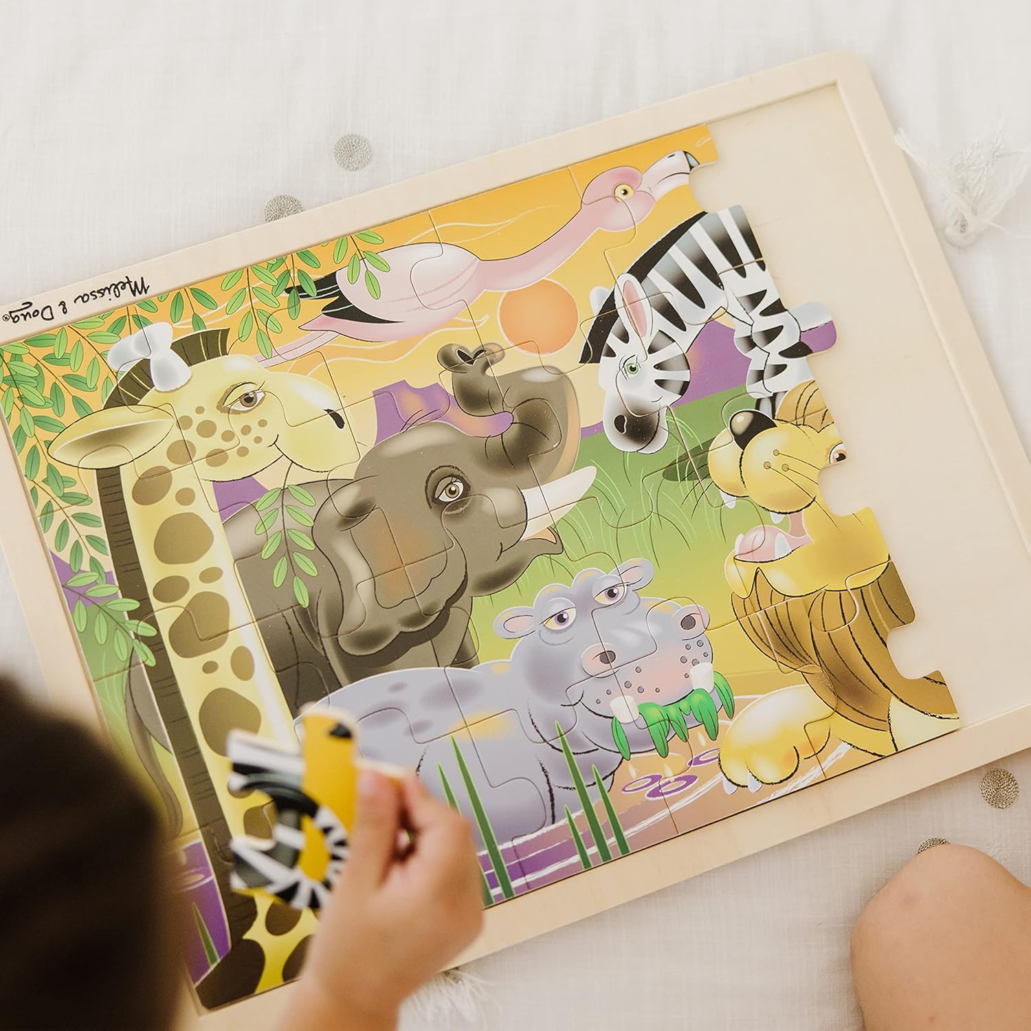 Melissa & Doug African Plains Safari Wooden Jigsaw Puzzle with Storage Tray (24 pcs)