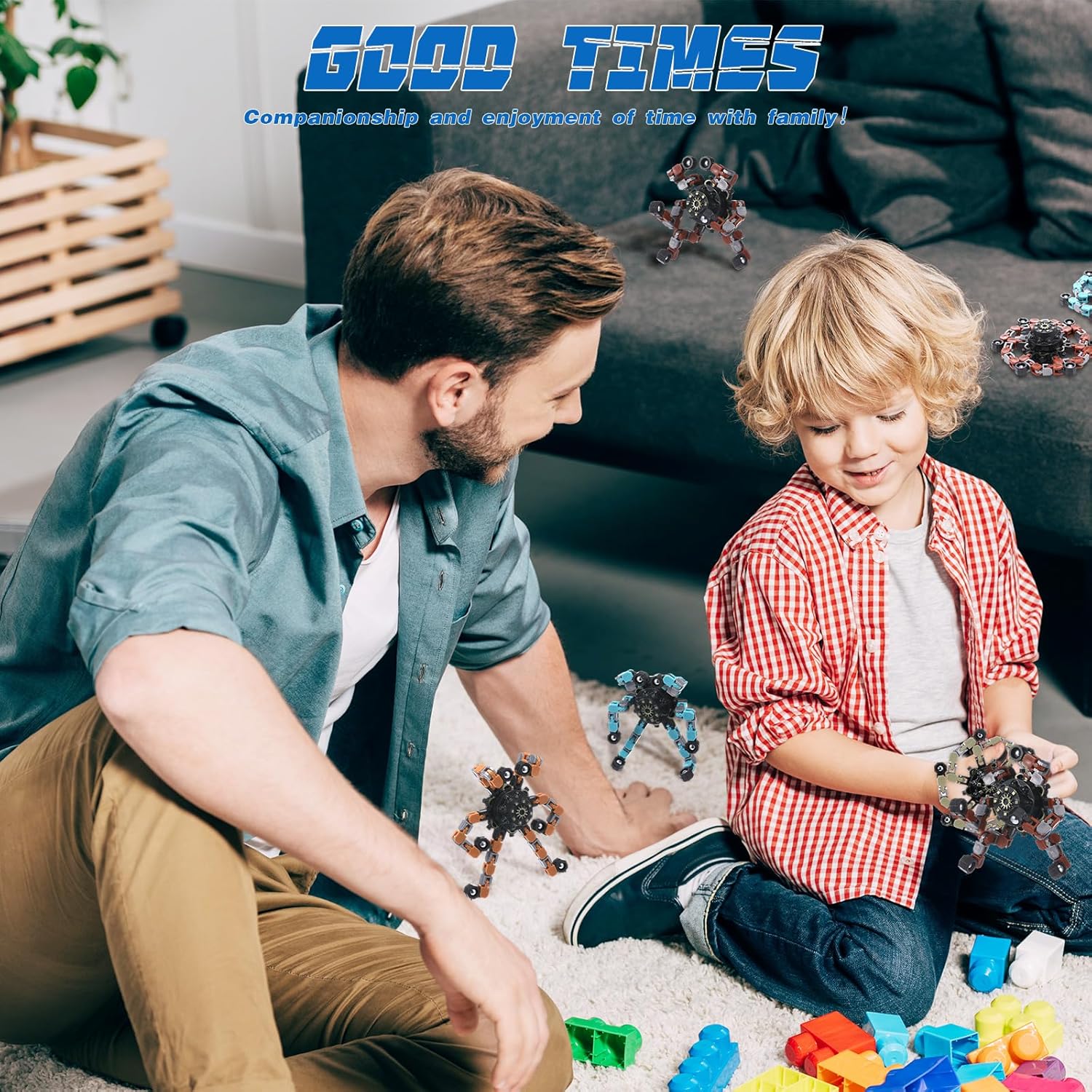 120 Pcs Transformable Fidget Spinners Bulk Robot Sensory Fidget Toys Stress Relief Spinner DIY Deformation Mechanical Gyro Toys Easter Party Favors for ADHD Autism Kids Adults