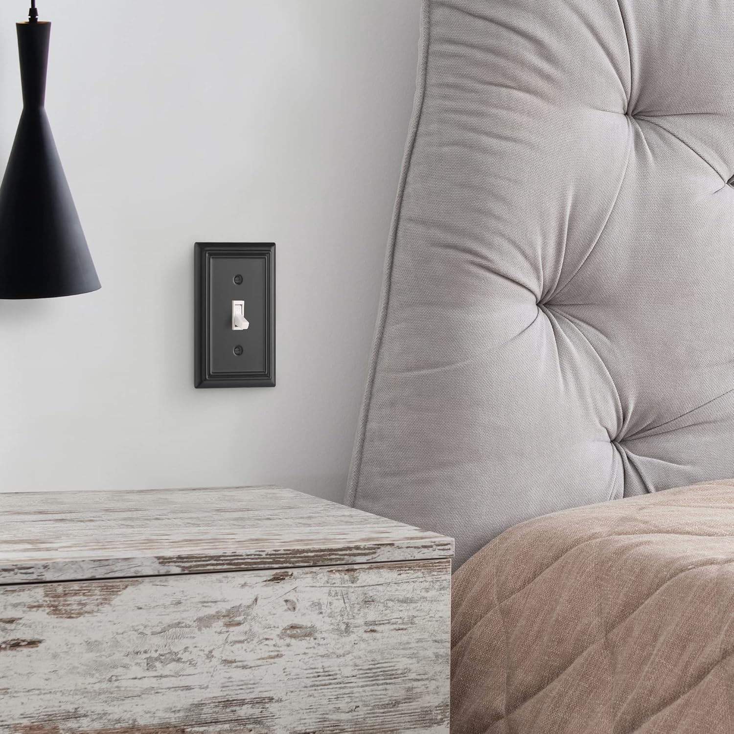 DEWENWILS 4-Pack Toggle Wall Plates, Metal Light Switch Cover with Black Finish, Heavy Duty Face Plates for Home Decor