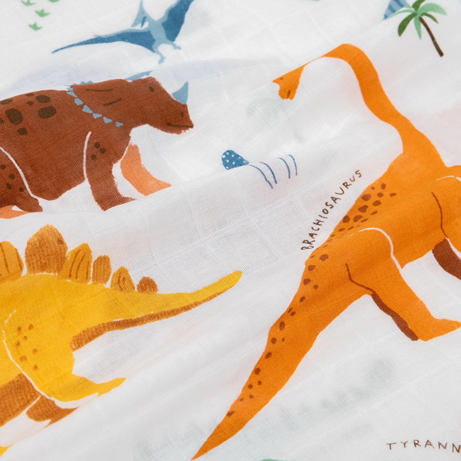 Little Unicorn Standard Pillowcase 2 Pack | Super Soft & Breathable Muslin Fabric | Snug Envelope Closure (Dino Names)