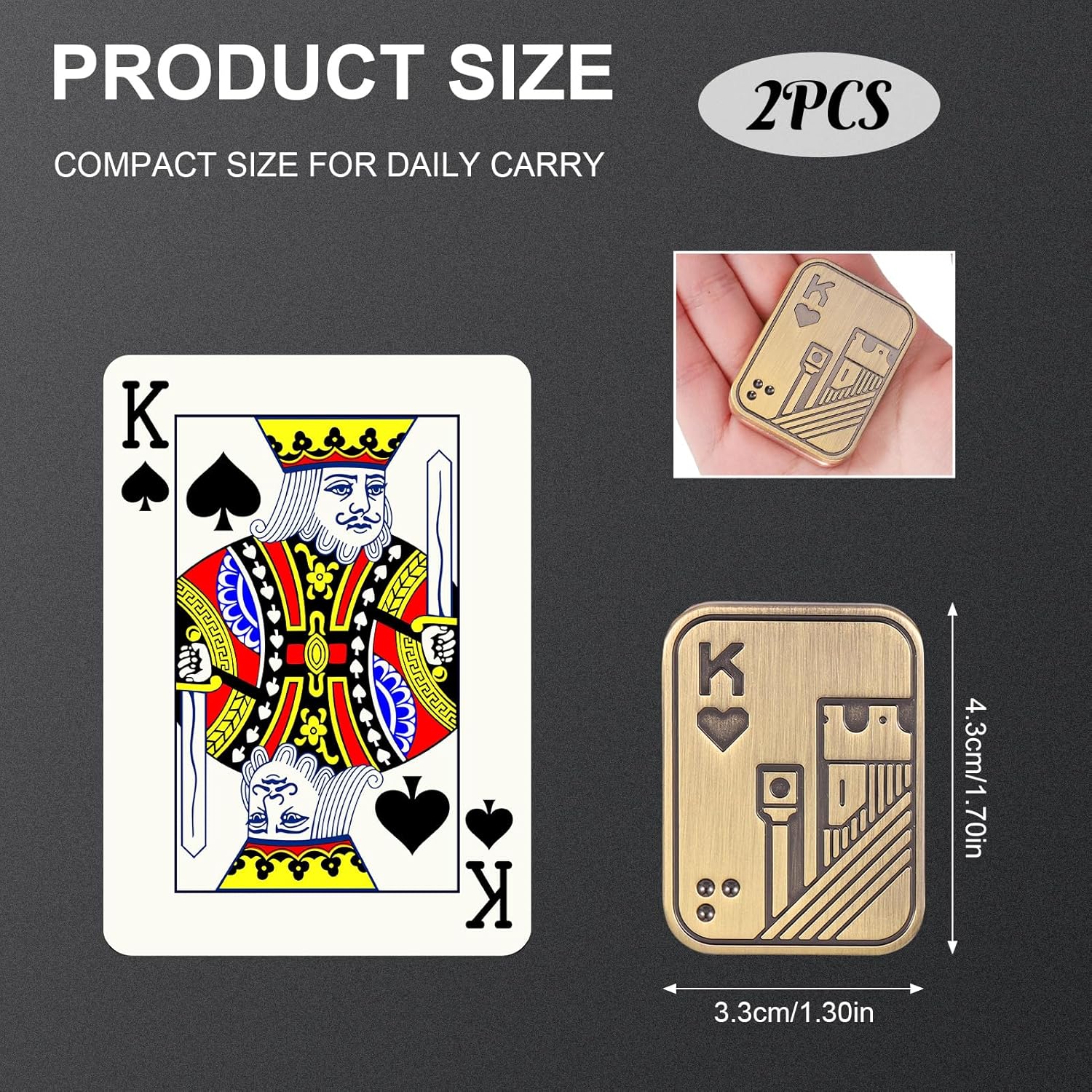 2Pcs Metal Fidget Slider, Metal Fidget Toy Fidget Slider for Adults Magnet Fidget Toy EDC Fidget Clicker Metal Poker Push Card Fidget Slider Stress Relief Toy,Bronze