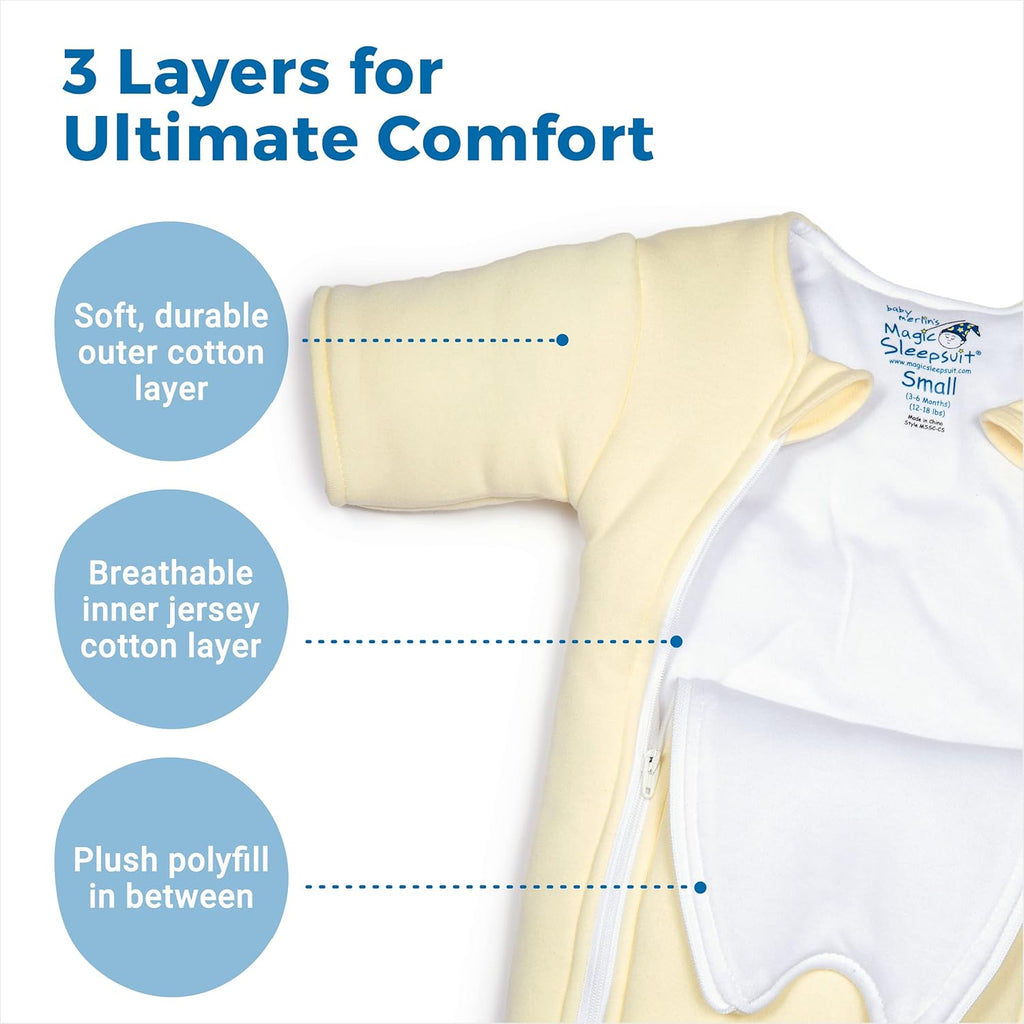 Baby Merlin's Magic Sleepsuit - Cotton Baby Swaddle Transition Product - Soft and Breathable Design, Double Zipper for Easy Diaper Changes, Promotes Safe Sleep - Blue - Large 18-21lbs