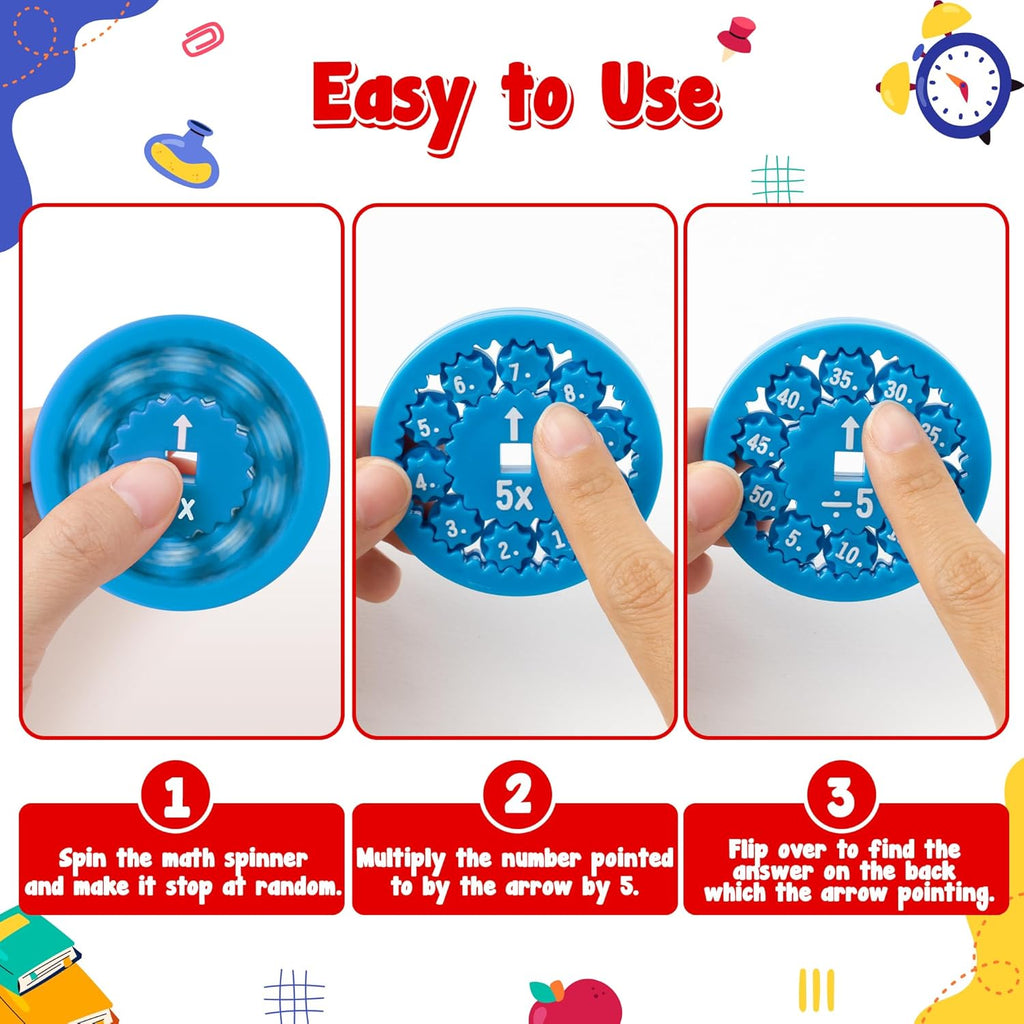 9Pcs Math Fidget Spinners Multiplication Division Flying Fidget Spinner Round Number Finger Spin Game Toys Kids Educational Math Fact Games for Stimmer Fidgeter Learning Multiply Or Divide