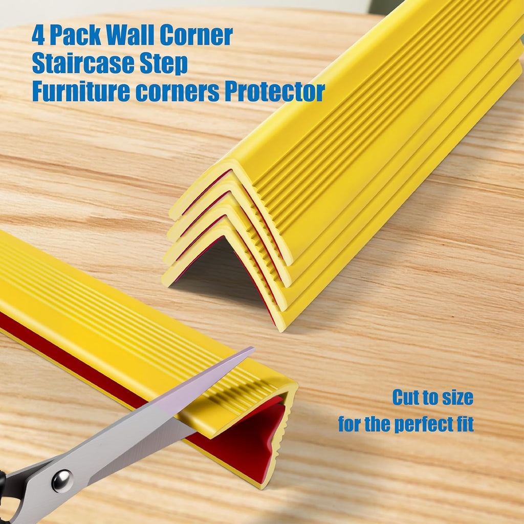 Wall Corner Protectors 4 Pack,1.57x1.57x23.62x0.12 inch PVC Double Side Proof Corner Guards for Sharp Edges, Self-Adhesive Corner Protectors for Home, Kindergarten,Thickness-3mm(0.12 in)