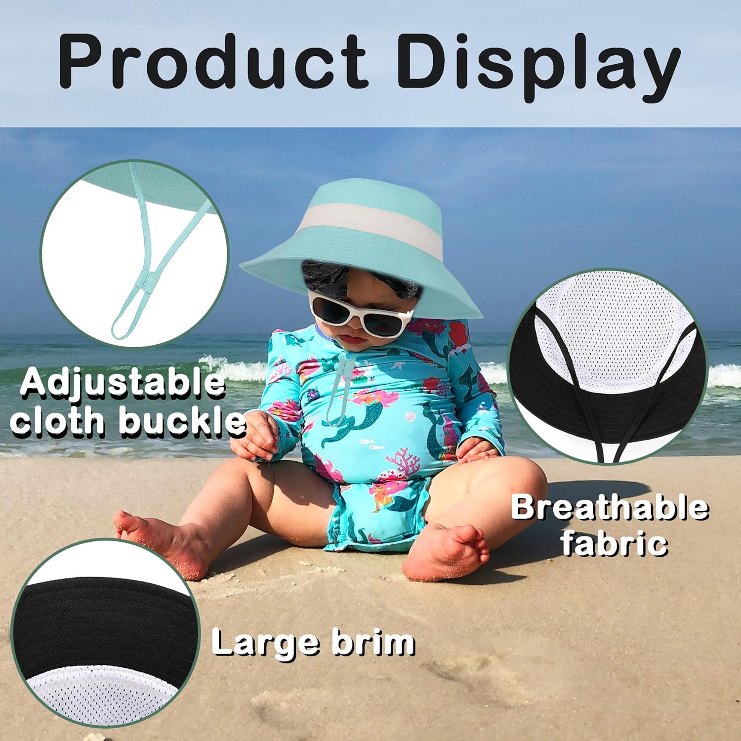 LPMOERA Baby Sun Hat Baby Boy Toddler Bucket Hats UPF 50+ for Baby Girls Boys Infant Beach Hat
