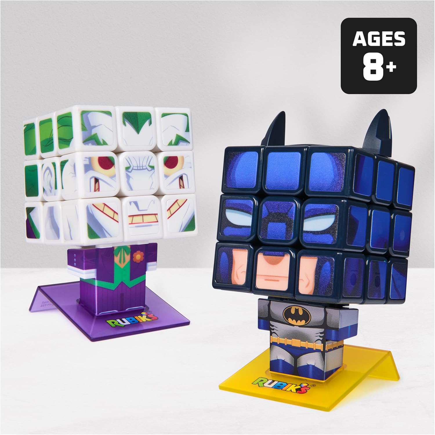 Rubik’s Cube Batman and Joker Cubers 2-Pack, Problem-Solving Challenging Brain Teaser Collectible Batman Fidget Toy, for Adults & Kids Ages 8+