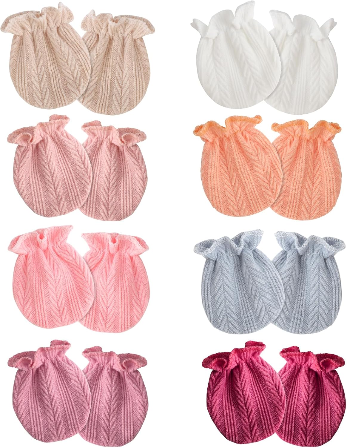 Newborn Baby Mittens No Scratch Cotton Elastic Wrist Gloves Infant Toddler Mittens for Baby Boy Girl 0-6 Months