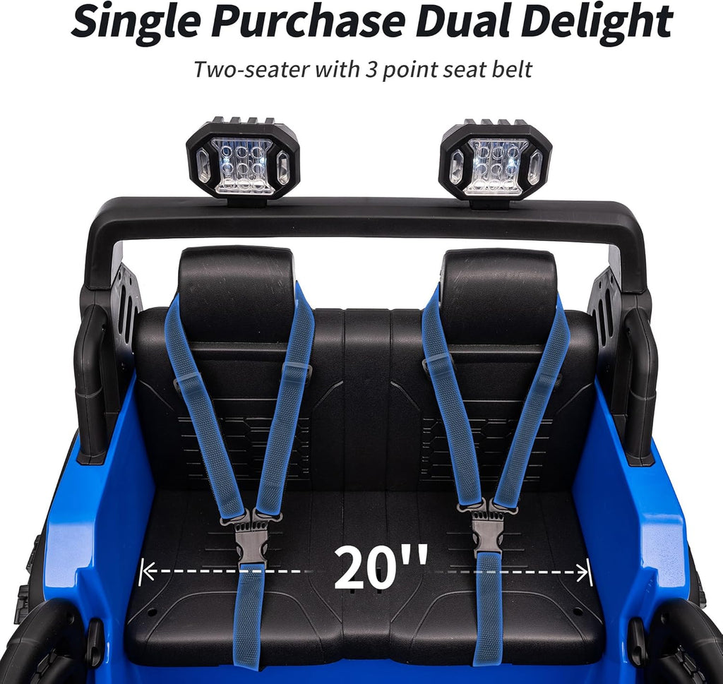 2 Seater Ride on Car Truck, 12V Kids Electric Ride on Toy for Big Kids Age 3-8 w/Remote Control- Blue