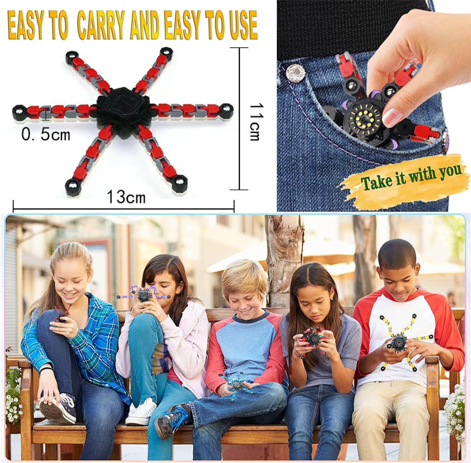 24PCS Fingertip Gyro Fingertip Mechanical Top DIY Deformation Robot Metal Transformable Gyro Spinners Finger Chain Robot Toy Fidget Spinners ADHD Astium for Kids Adults Easter Basket Stuffers for Kids