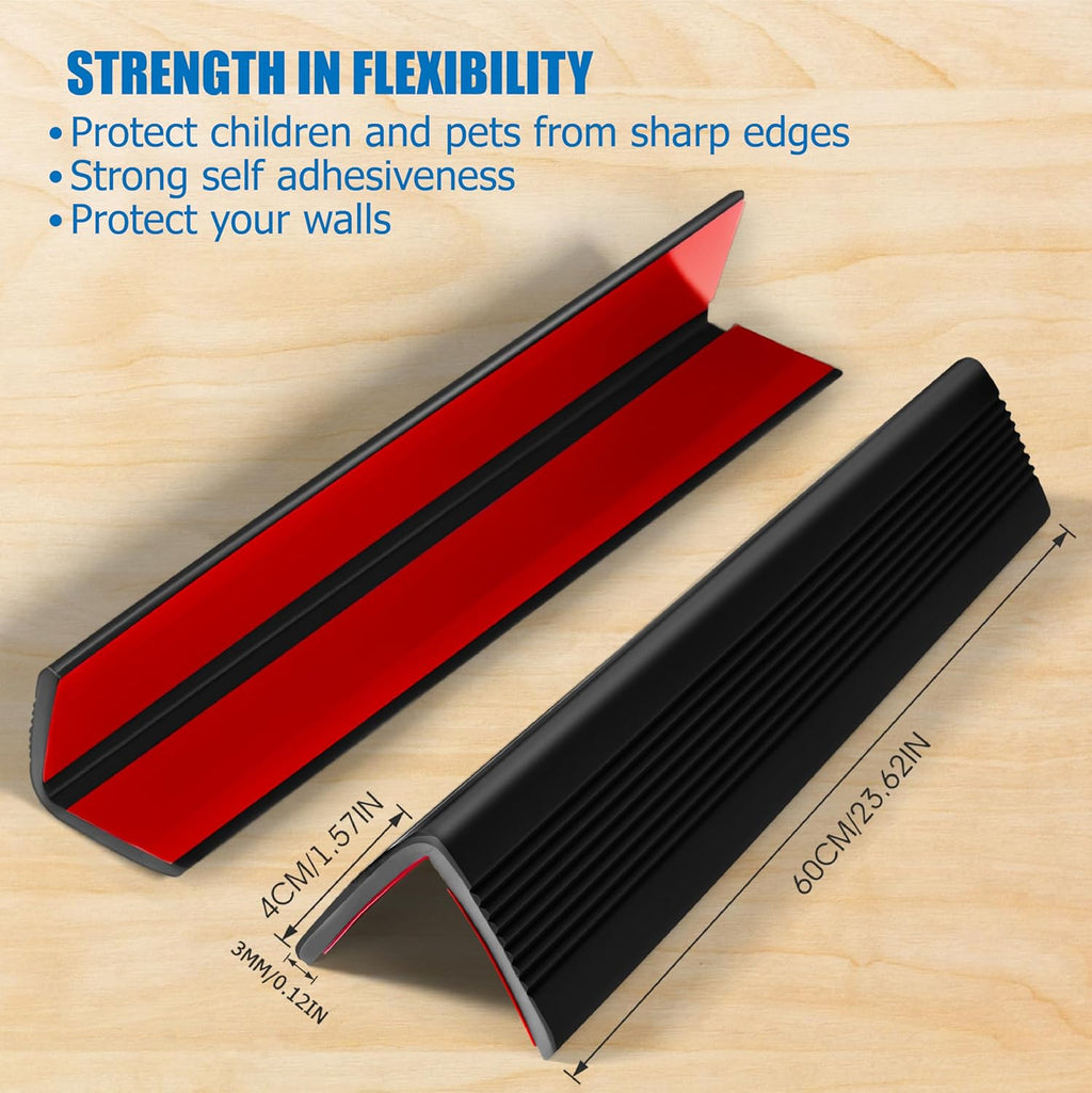 Wall Corner Protectors 4 Pack,1.57x1.57x23.62x0.12 inch PVC Double Side Proof Corner Guards for Sharp Edges, Self-Adhesive Corner Protectors for Home, Kindergarten,Thickness-3mm(0.12 in)