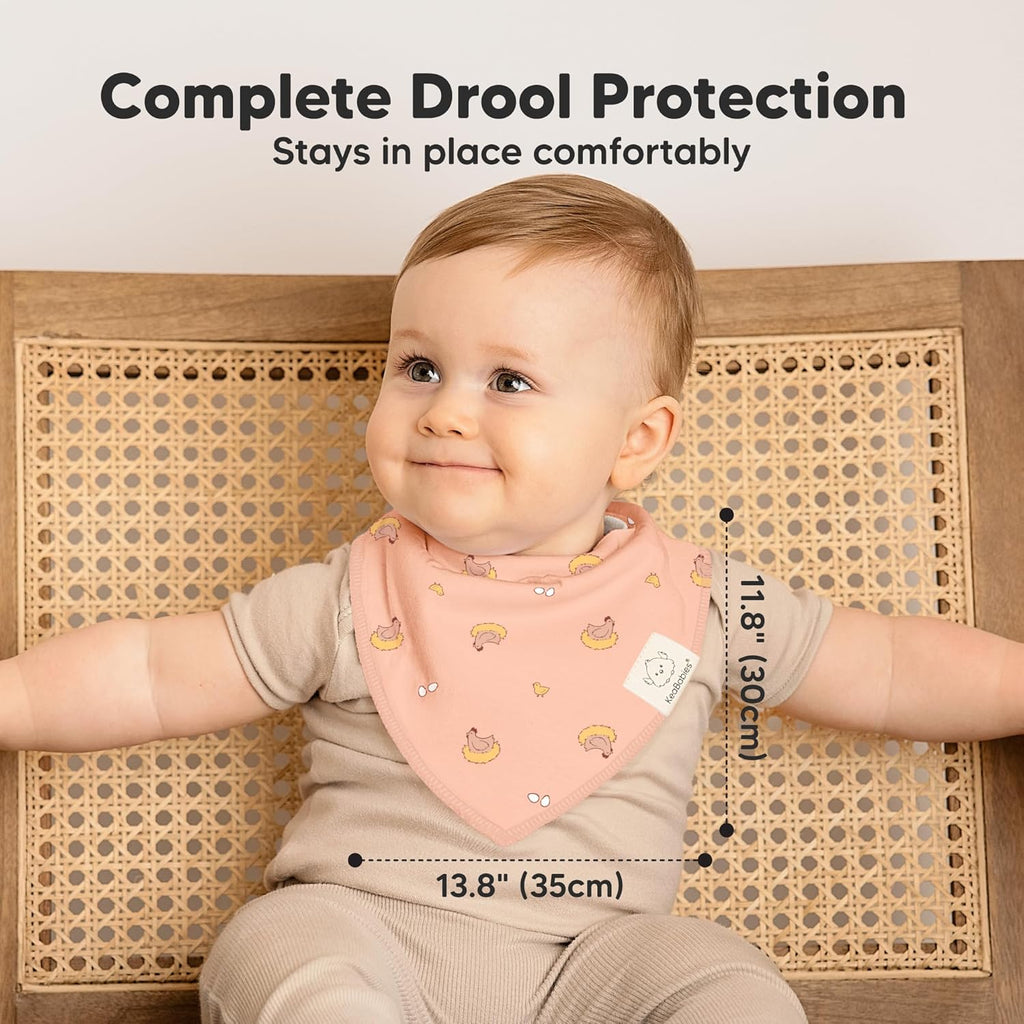 8-Pack Organic Baby Bandana Bibs for Boys, Girls - Super Absorbent Triangle Baby Bibs for Drooling and Teething Infant, 100% Cotton Extra Soft for Newborn, Infant 0-36 Months (Countryside)