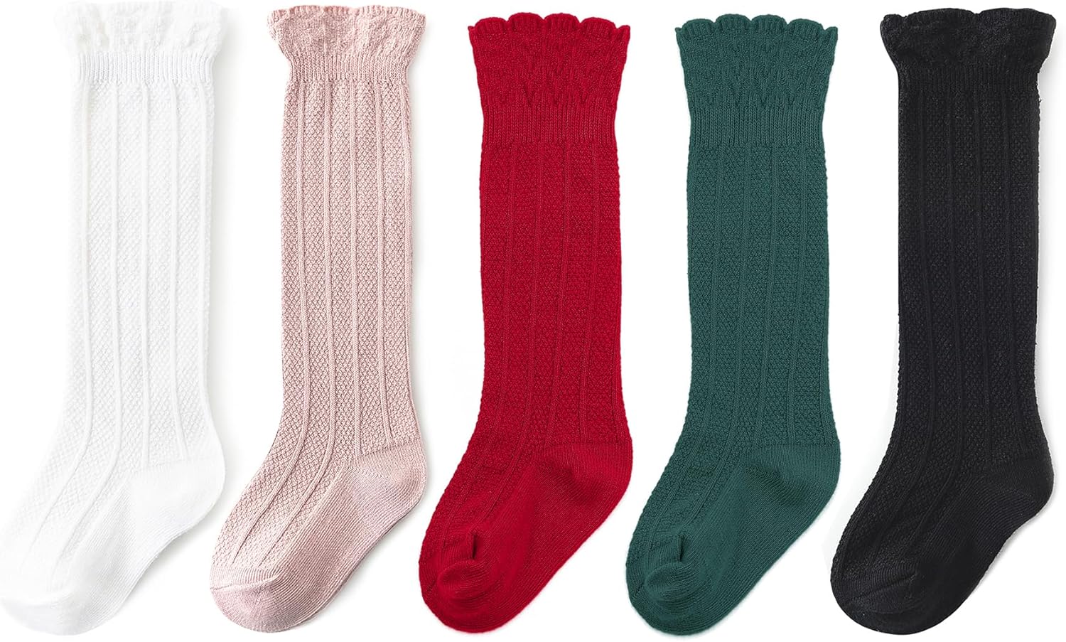 Zando Baby Knee High Socks - Infant to Toddler, Cotton Ruffle Socks, Warm Girls & Boys Long Stockings, 3-6 Pairs