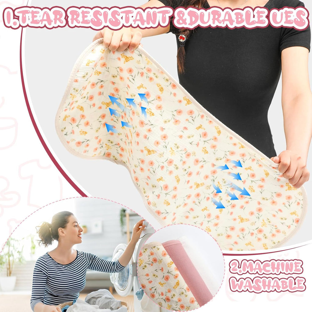 3 Pcs Changing Pad Liners Fits in Peanut Shape Changing Pad Waterproof Diaper Mats Organic Cotton Peanut Mats are Warm on a Baby's Back, Washable Reusable(Beautiful Style,Pink)