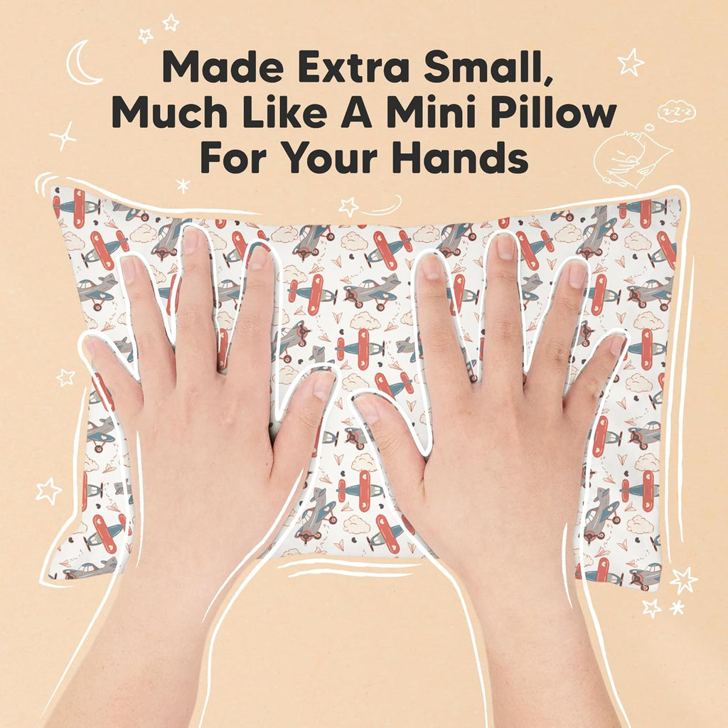 Mini Toddler Pillow with Pillowcase - 9x13 My Little Dreamy Travel Kids Pillow for Sleeping, Toddler Bed, Small, Tiny, Organic Cotton Pillowcase, Soft & Breathable, Kids 2-4 Years Old (Aircraft)