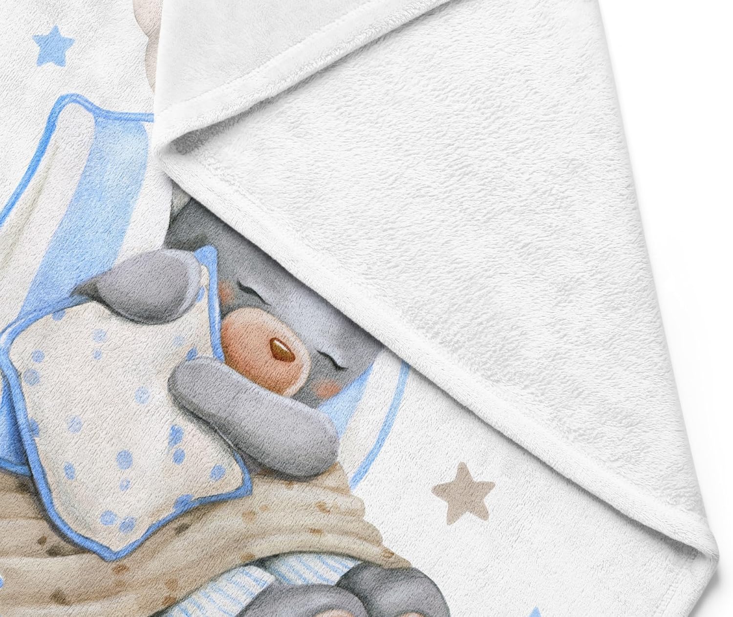 UNIQUE Little Bear Ultra Soft Fleece Baby Blanket 30x40in, Cute Sleeping Bear Baby Blanket, Boy