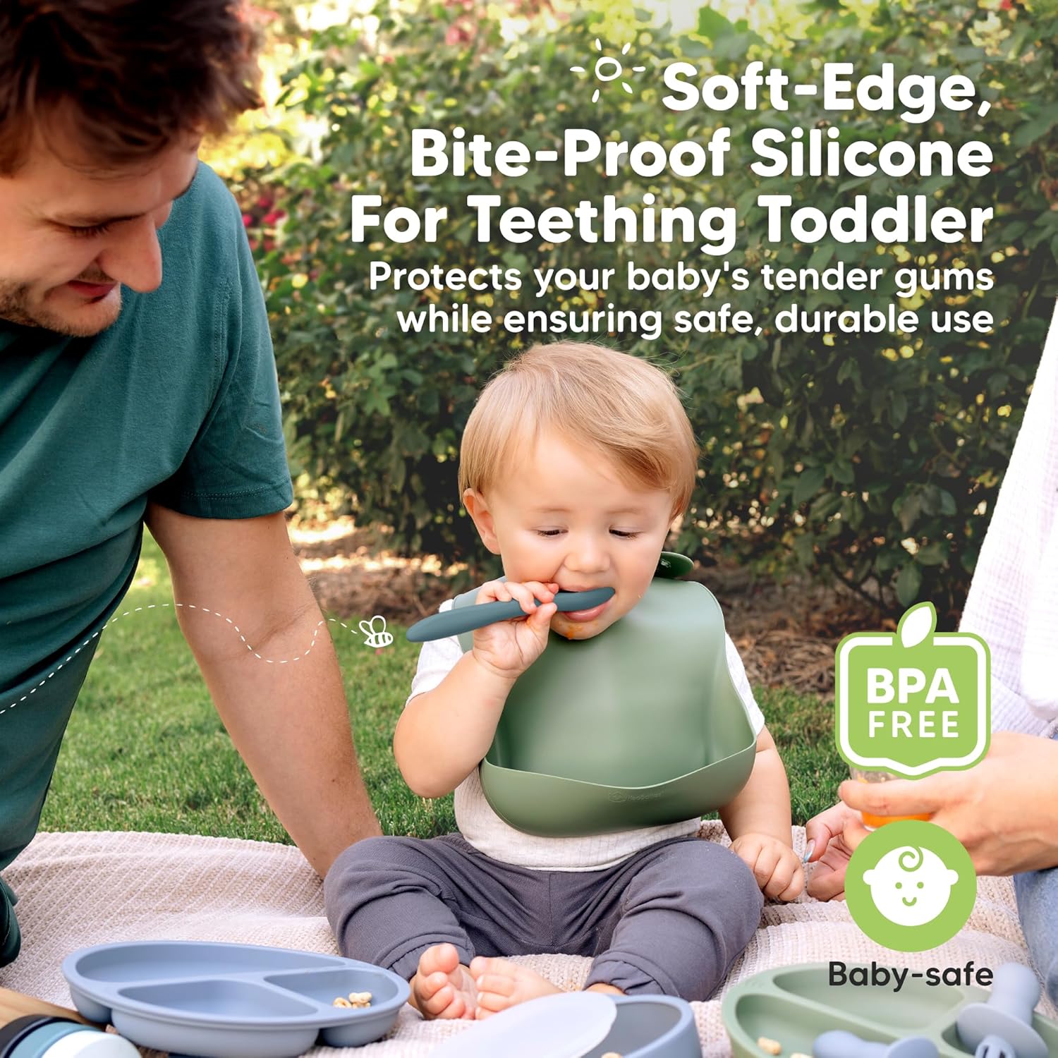 KeaBabies Silicone Baby Spoons, Self Feeding 6-12 months - 3-Pack Baby Weaning Eating Utensils, Toddler First Food Training Spoon, Infant, Kids Feeding Supplies Essential Set, Dishwasher-safe (Desert)