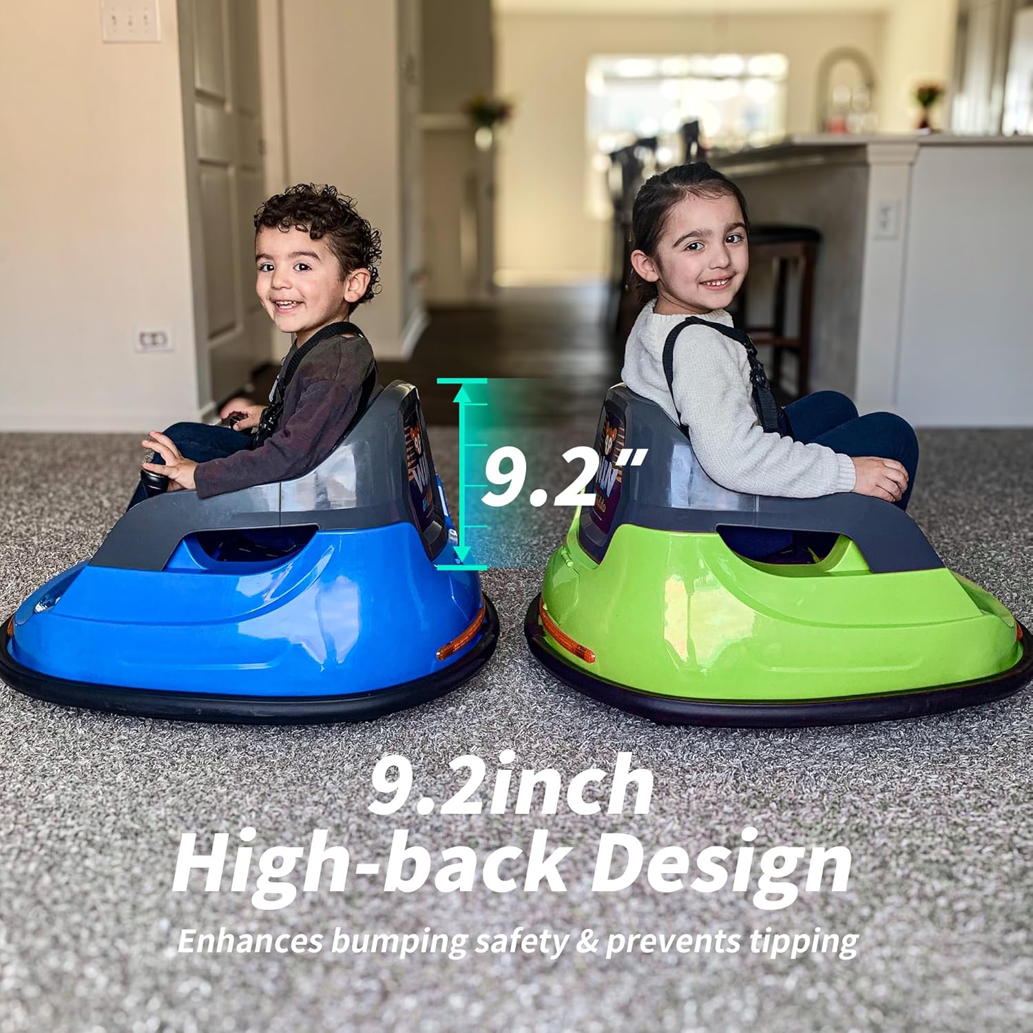 Baby Bumper Car, 6V Electric Kids Bumper Car for Toddlers with Remote Control, Bluetooth - Green