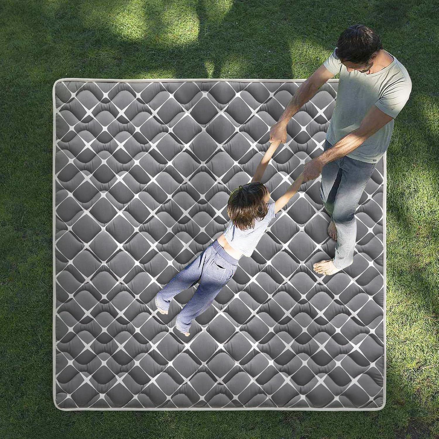 Vibe Bear High-Density Foam Baby Play Mat, 47x47 Inches Thicken One-Piece Comfortable and Soft Baby Playmat, Non Slip Washable Floor Mat for Infants, Toddlers