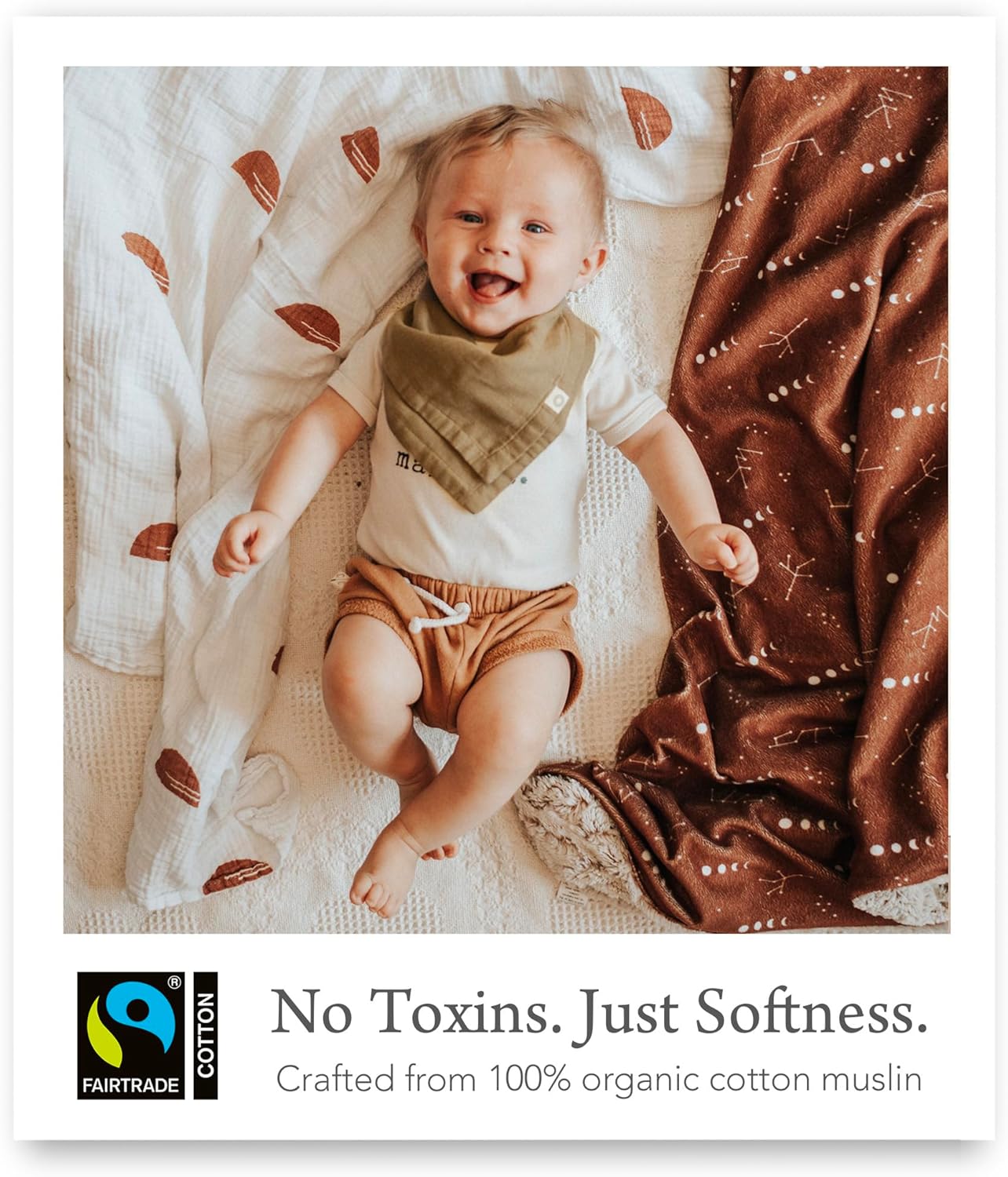 Kishu Baby Indi Organic Baby Bandana Bibs – Fairtrade 4-Way Reversible Drool Bibs for Boys & Girls – Unisex (Set of 5)