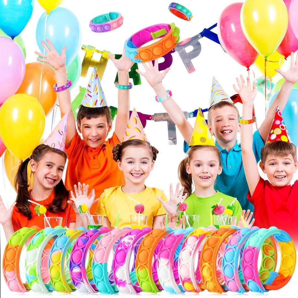 300pcs pop Random Bracelet,Pop Bubble Fidget Sensory Toys, Pop Toy Bulk for Party Favor, Classroom Student Prizes Easter Basket Goodie Bag Stuffers Christmas Valentine Gift for Kid