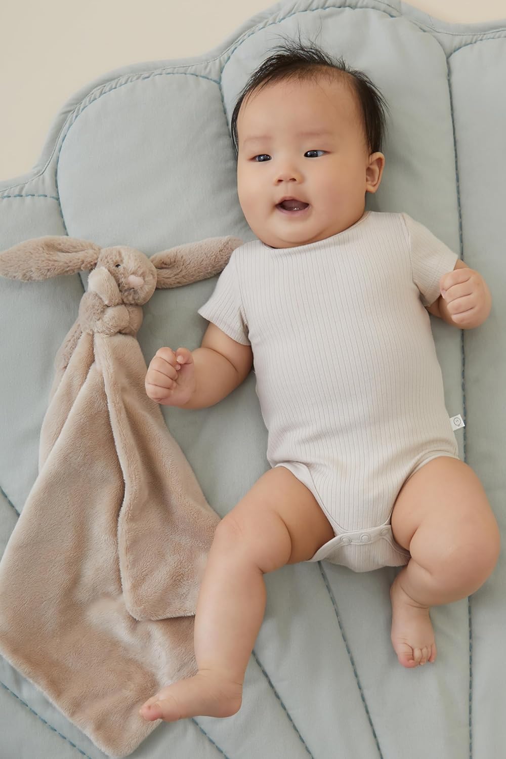 MORI Baby Ribbed Short Sleeve Bodysuit with Envelope Neck and Nickel Free Poppers - Unisex Toddler Romper for Boys and Girls