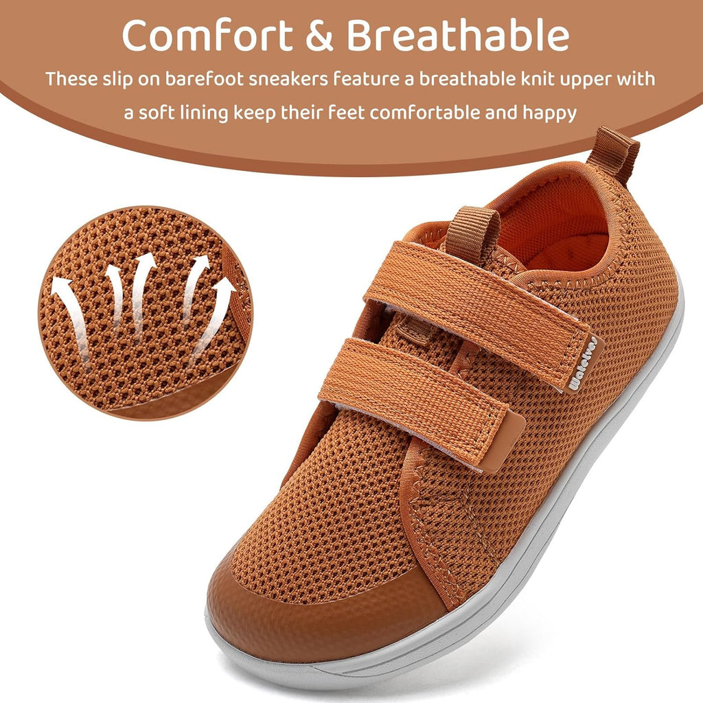 WateLves Toddler Little Kids Wide Barefoot Shoes The First Walking Shoes Girls Boys Breathable Zero Drop Minimalist Sneakers with Wide Toe Box Natural to Grow