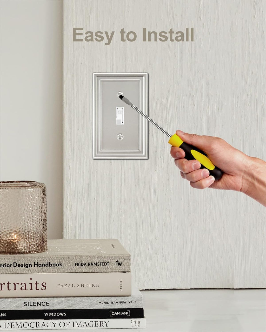 4-Pack Single Toggle Wall Plate, Metal Light Switch Cover, Satin Nickel Switch Plate Cover, Midsize, A035 Series