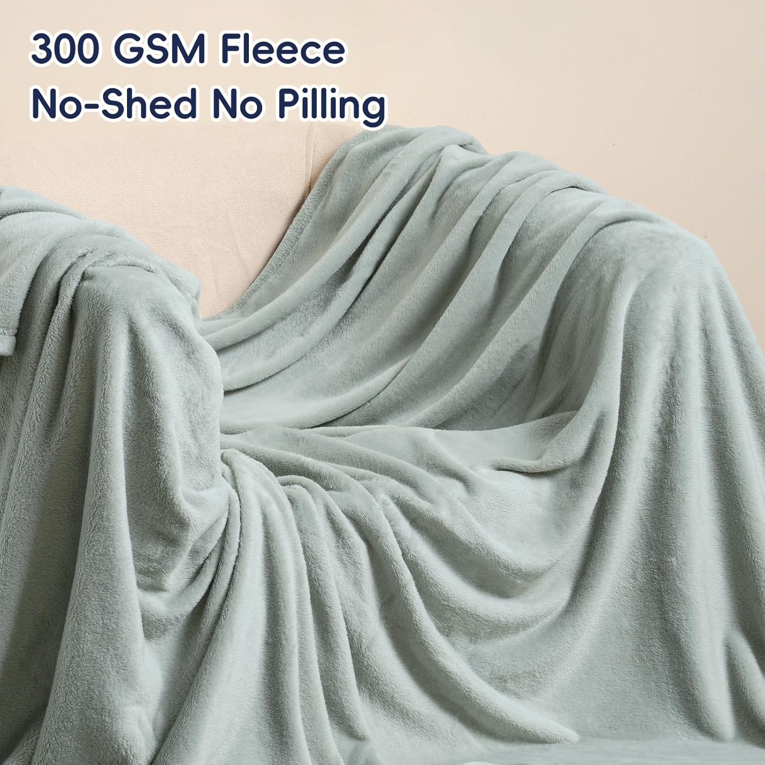 PHF Ultra Soft Fleece Blanket Twin Size, No Shed No Pilling Luxury Plush Cozy 300GSM Lightweight Blanket for Bed, Couch, Chair, Sofa Suitable for All Season, 66" x 90", Sage Green