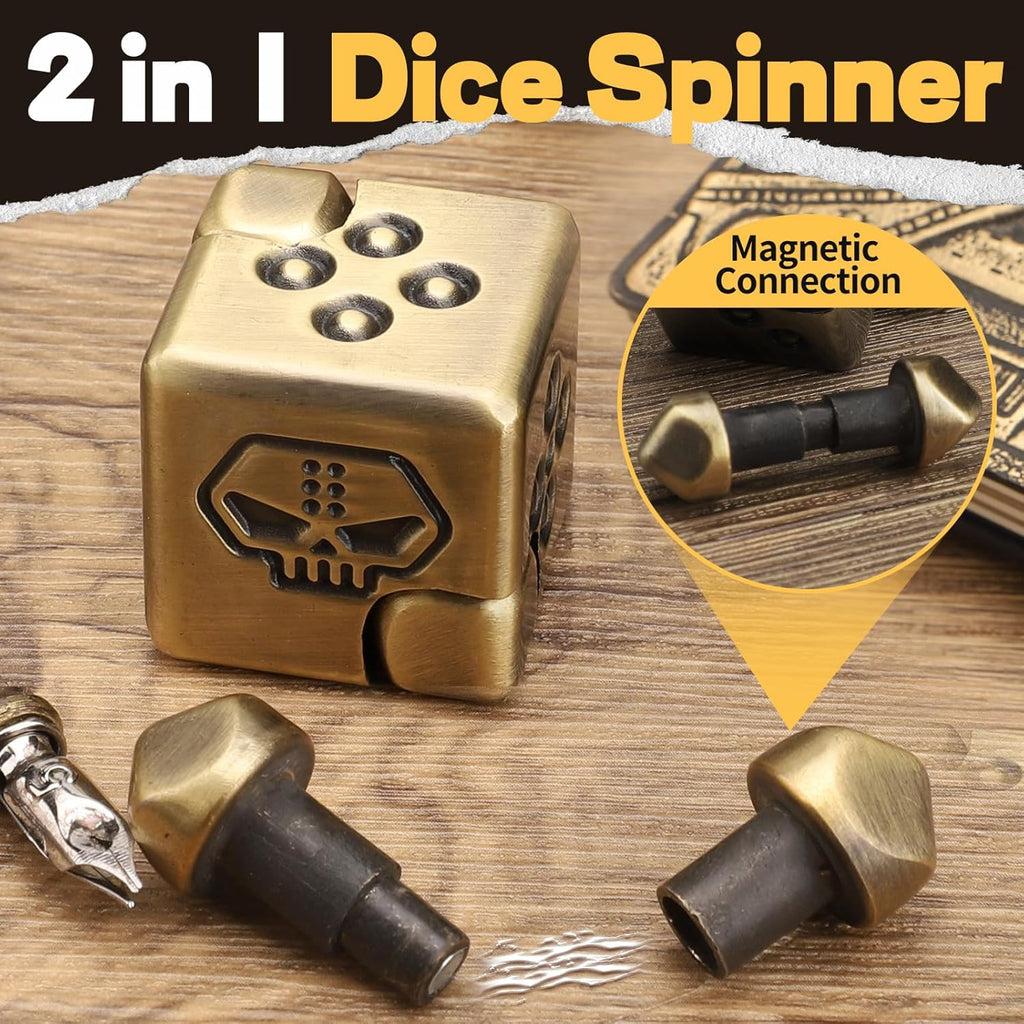 Metal Infinity Cube Fidget Spinner for Kids Adults, 2-in-1 Magnet Dice Fidget Hand Toys Focus Finger Spinning Toy, Stress Relief Hand Spinner for Boys Men, Kinetic Desk Toy for Autism Anti Anxiety