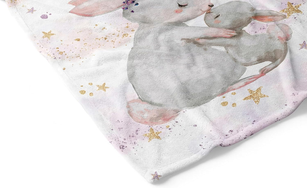 UNIQUE Bunny Ultra Soft Fleece Baby Blanket 30x40in, Girl Crib Blanket, Girl