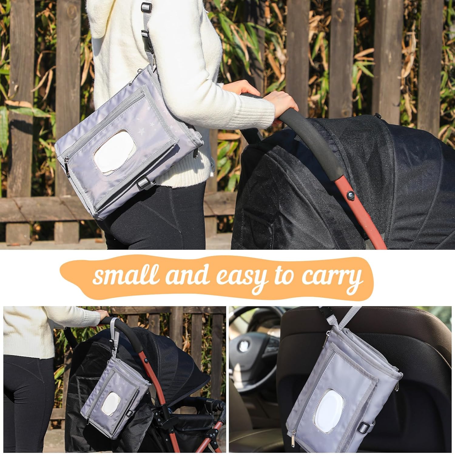 Portable Baby Diaper Changing Pad with Wipe Dispenser and Waste Bag Dispenser Detachable Diaper Changing Travel Bag with Waterproof Changing Mat Well Organized for Changing Kits