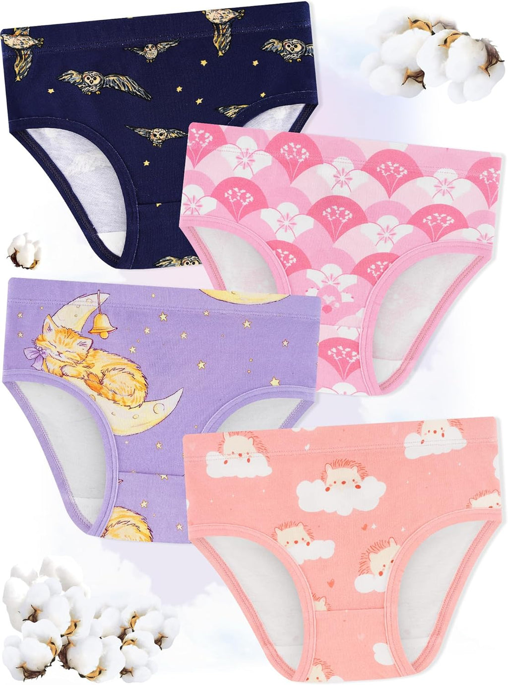 Girls' Underwear,Soft Cotton Tagless Panties for Toddlers' & Little Kids' Comfort,Breathable Briefs,8-Pack