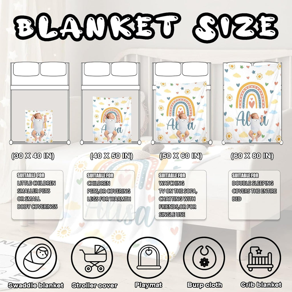 Ship Next Day, Personalized Baby Blanket – Printed in USA, Custom Baby Blanket for Boys & Girls, Baby Blanket with Name, Baby Shower, Easter, Christmas, Birthday Newborn & Toddler Gifts, Baby Gifts