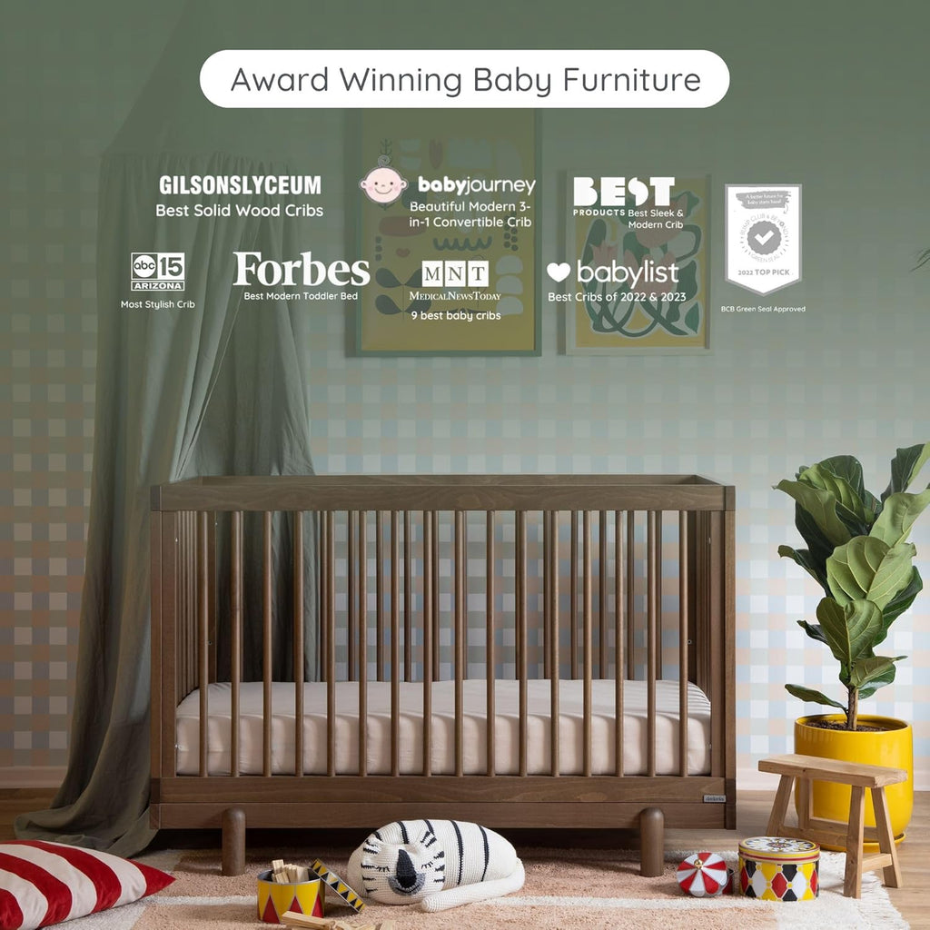 dadada Baby Bliss 4 in 1 Convertible Crib to Toddler Bed & Floor Bed – Made in Italy, GREENGUARD Gold Certified, Baby-Safe Finish, Sustainable Beech Wood, Modern Design, 4 Adjustable Heights (Walnut)