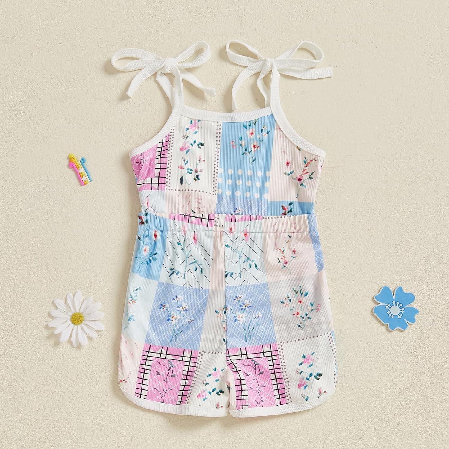 WZTYYDS Toddler Baby Girl Summer Clothes Floral Romper Tie-Up Strap Halter Jumpsuit Infant Summer Sling Playsuit 6M-3T