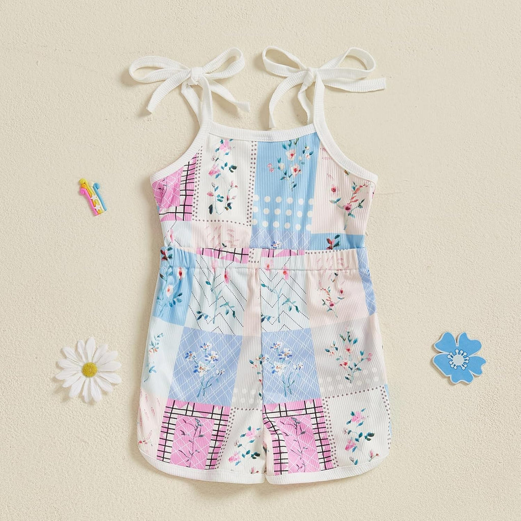WZTYYDS Toddler Baby Girl Summer Clothes Floral Romper Tie-Up Strap Halter Jumpsuit Infant Summer Sling Playsuit 6M-3T