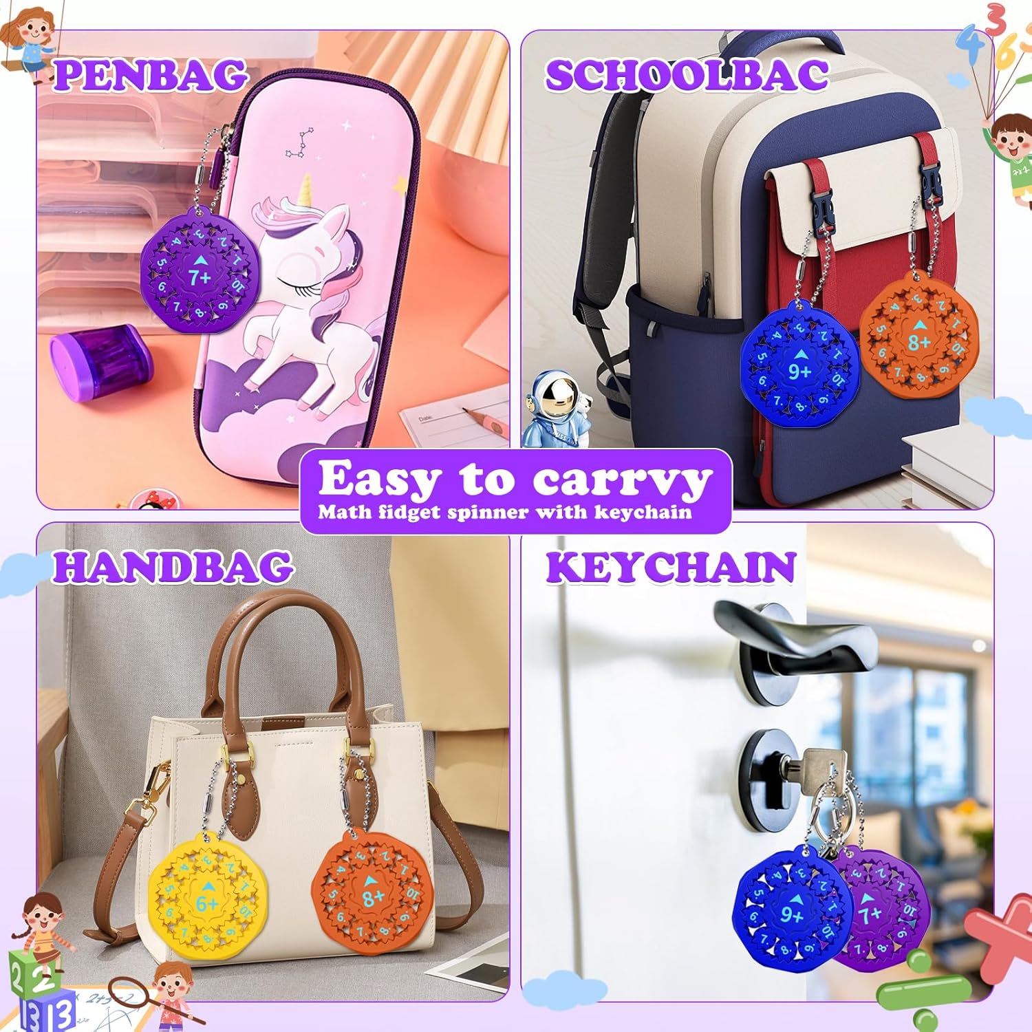 9PCS New Math Fidget Spinners,Interactive Math Gmaes Fidget Toys for Kids,Early Education Math Facts Fidget Spinners Gmaes to Relieve Stress and Fun Learning（Addition & Subtraction）