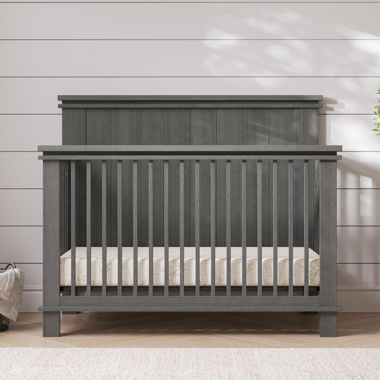 Child Craft Denman 4-in-1 Convertible Crib, Baby Crib Converts to Day Bed, Toddler Bed and Full Size Bed, 3 Adjustable Mattress Positions, Non-Toxic, Baby Safe Finish (Midnight Gray)