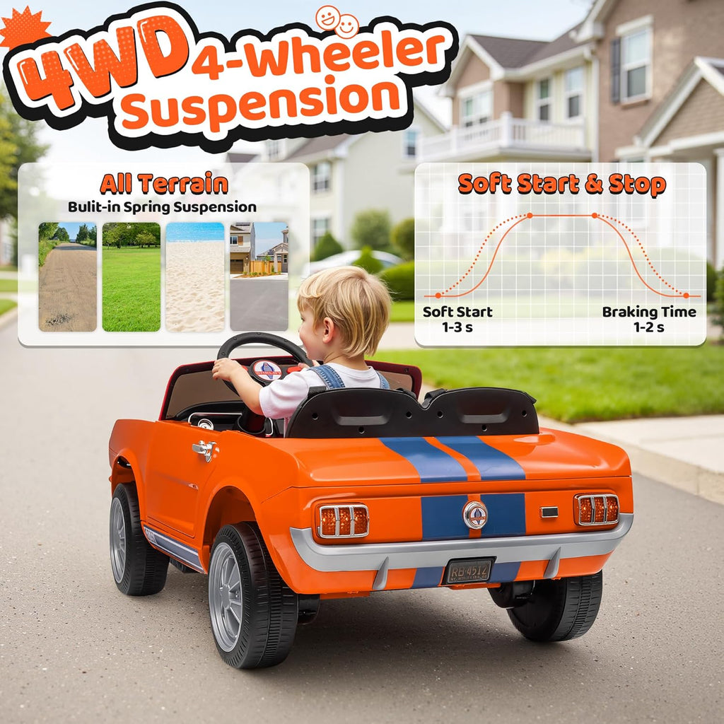 24V 2 Seater Ride on Toys, Licensed Shelby Cobra Kids Power Car Wheeler Ride On Toy w/ 2WD/4WD Switchable, Remote Control, 19" Spacious Seat, 4 Spring Suspension, Music, Bluetooth