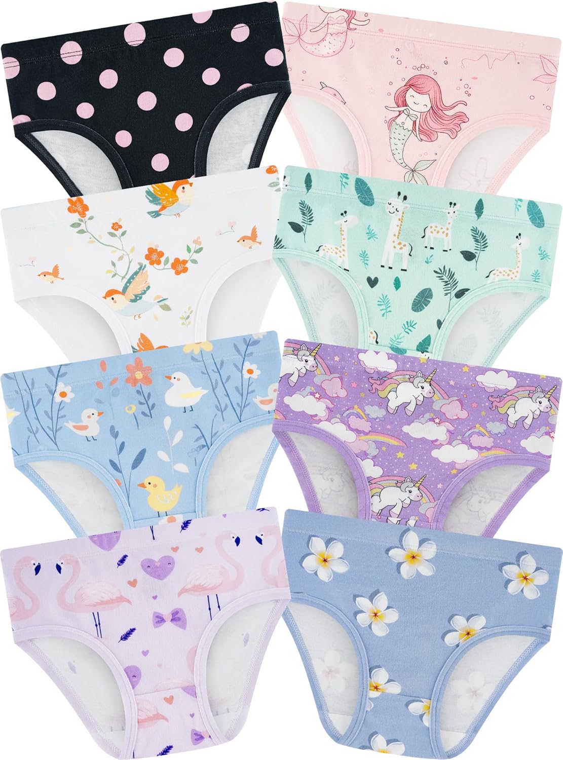 Girls' Underwear,Soft Cotton Tagless Panties for Toddlers' & Little Kids' Comfort,Breathable Briefs,8-Pack