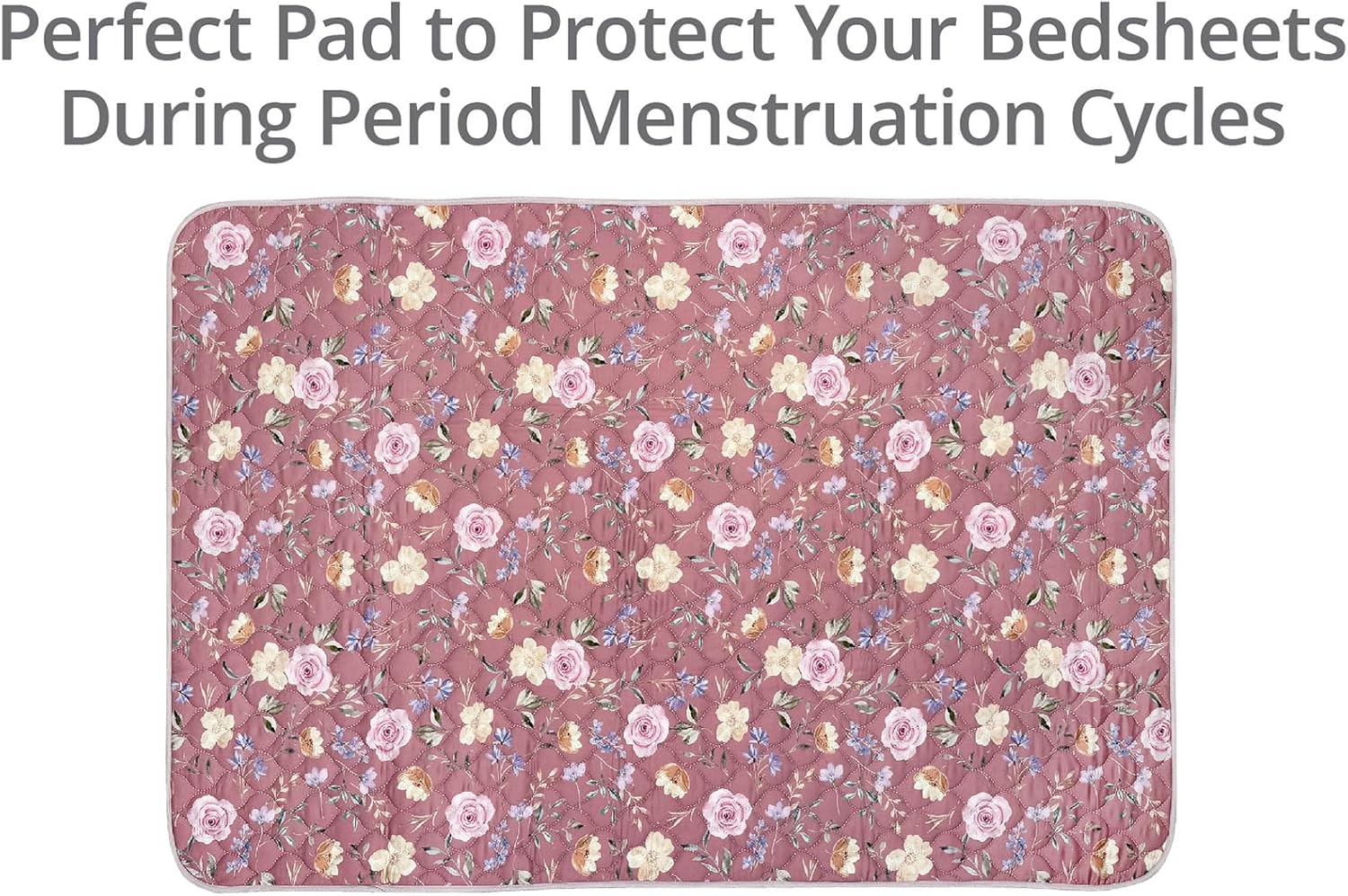 Organic Incontinence Pad for Period - Waterproof Protectors - Reusable Washable Pee Pad - Fits Twin to Full Size Beds - 100% Organic Viscose Derived from Bamboo - 34" x 52" Dark Flower