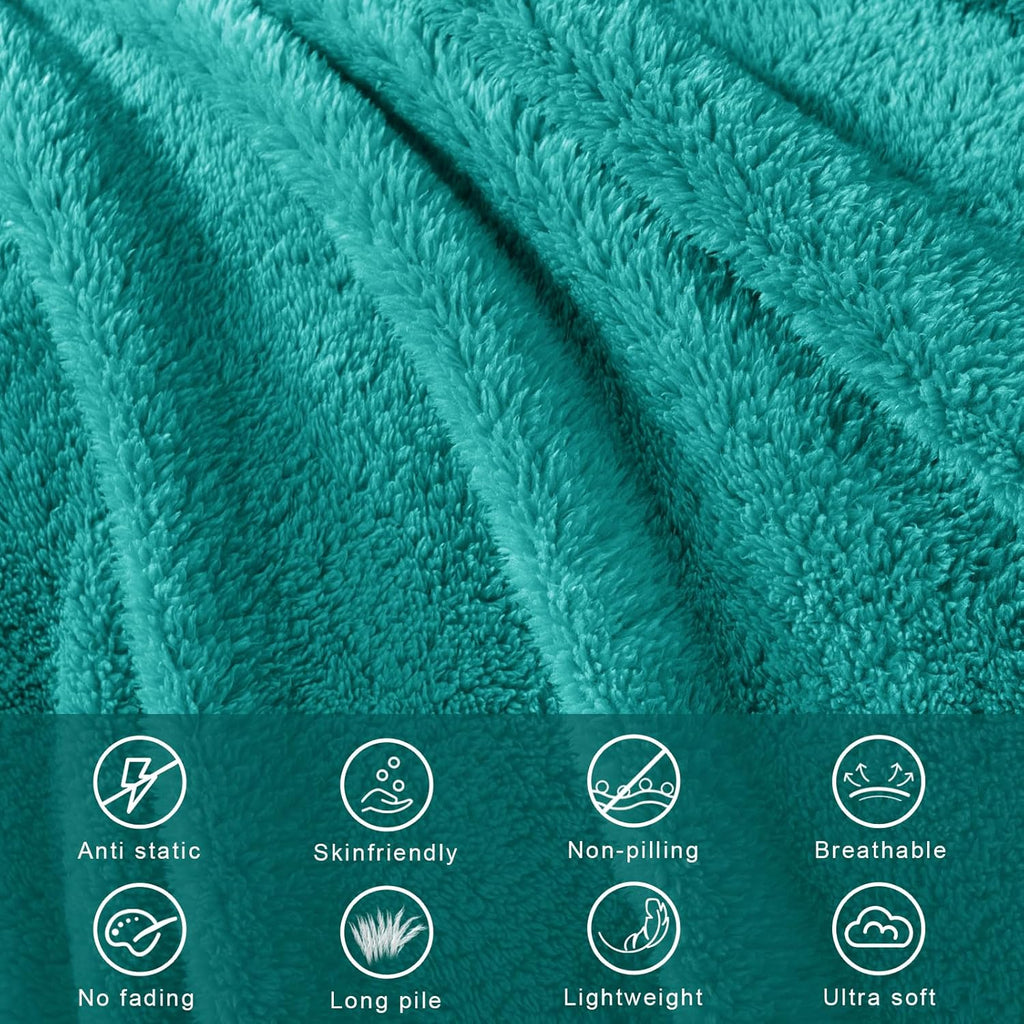 Exclusivo Mezcla King Size Flannel Fleece Blanket, Super Soft Velvet Plush Bed Blanket, Fuzzy Cozy and Warm for All Seasons, 90x104 Inches, Teal