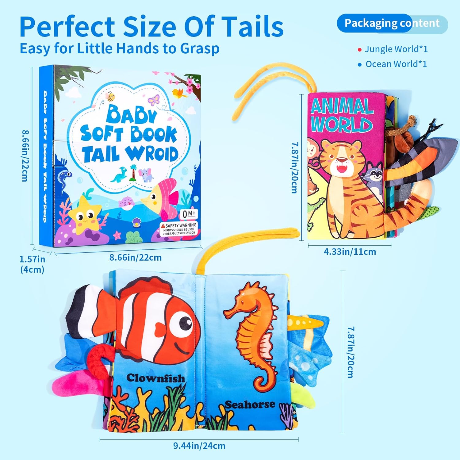 Baby Books 0-6 Months, 2PCS Crinkle Books for Babies, Touch and Feel Sensory Cloth Book 6-12 Months, Tummy Time Toys, Baby Toys for Newborn 6 Page Pink