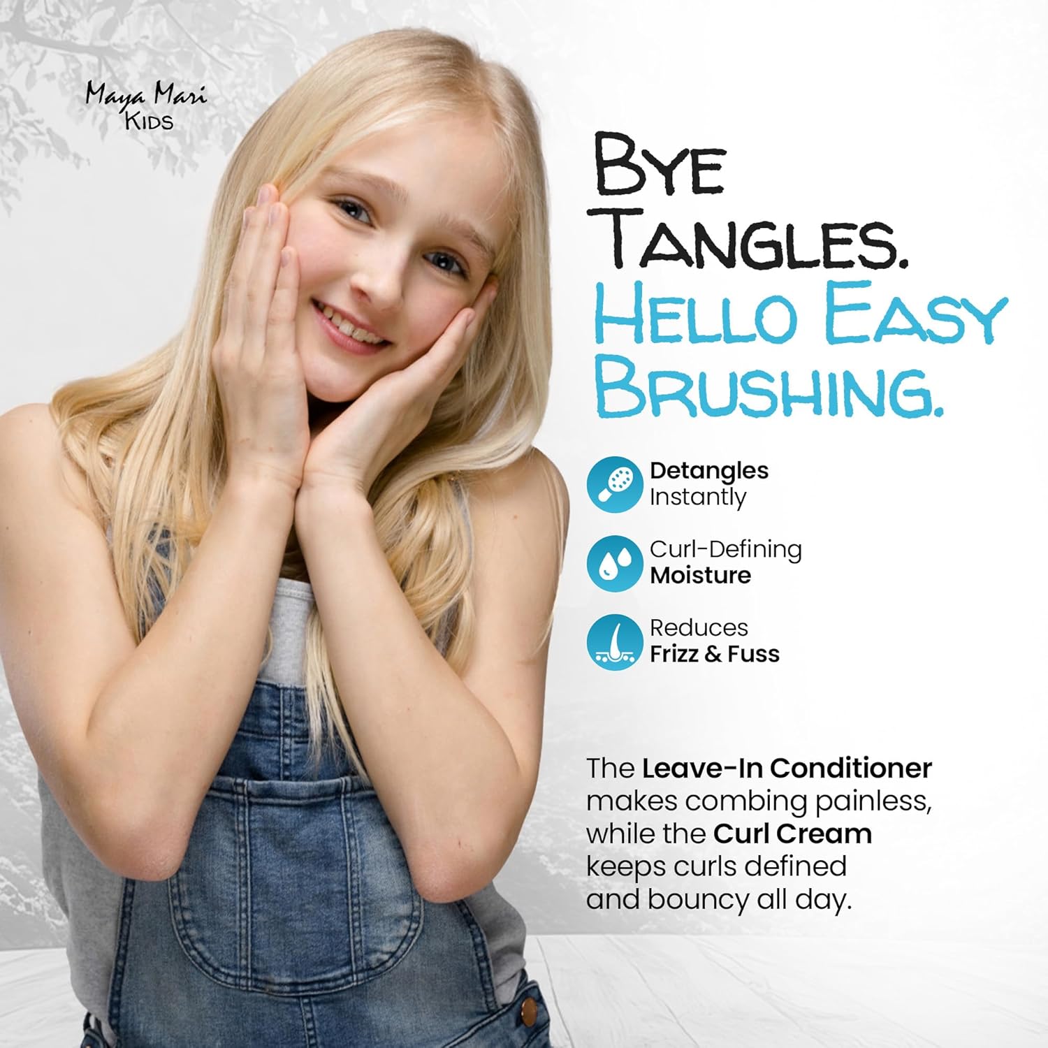 Kids Curly Hair Gift Set | 2-in-1 Kids Shampoo & Conditioner, Curl Cream, & Leave-In Conditioner | Shea Butter, Tear-Free, Frizz Control, & Sulfate-Free, 32 Fl Oz